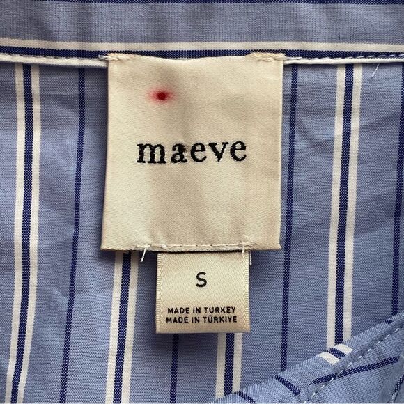 Maeve Blue/ White Striped Button Front Wrap Mini Shirt Dress Size Small - Picture 13 of 16